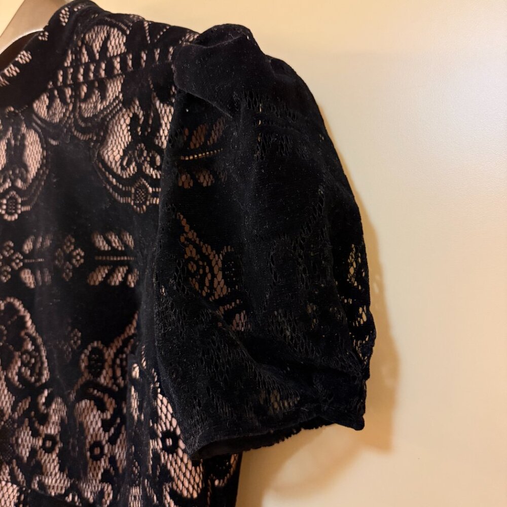 Alice McCall Eyes On Me Free People Black Velvet Lace Mini Dress S/M 4/6 - Picture 5 of 9